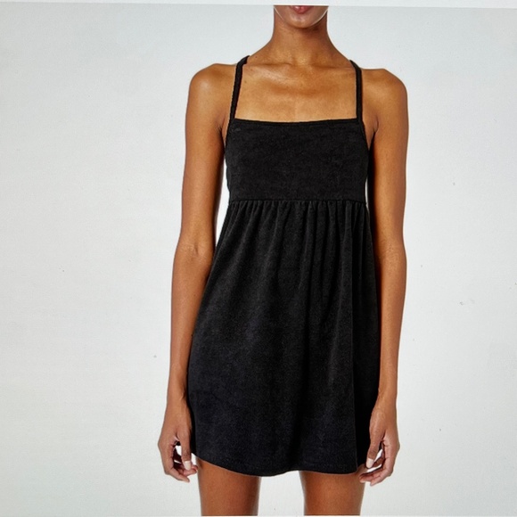 Kate Spade Marco Island Terry Cover-up Dress Black Sz L NWT